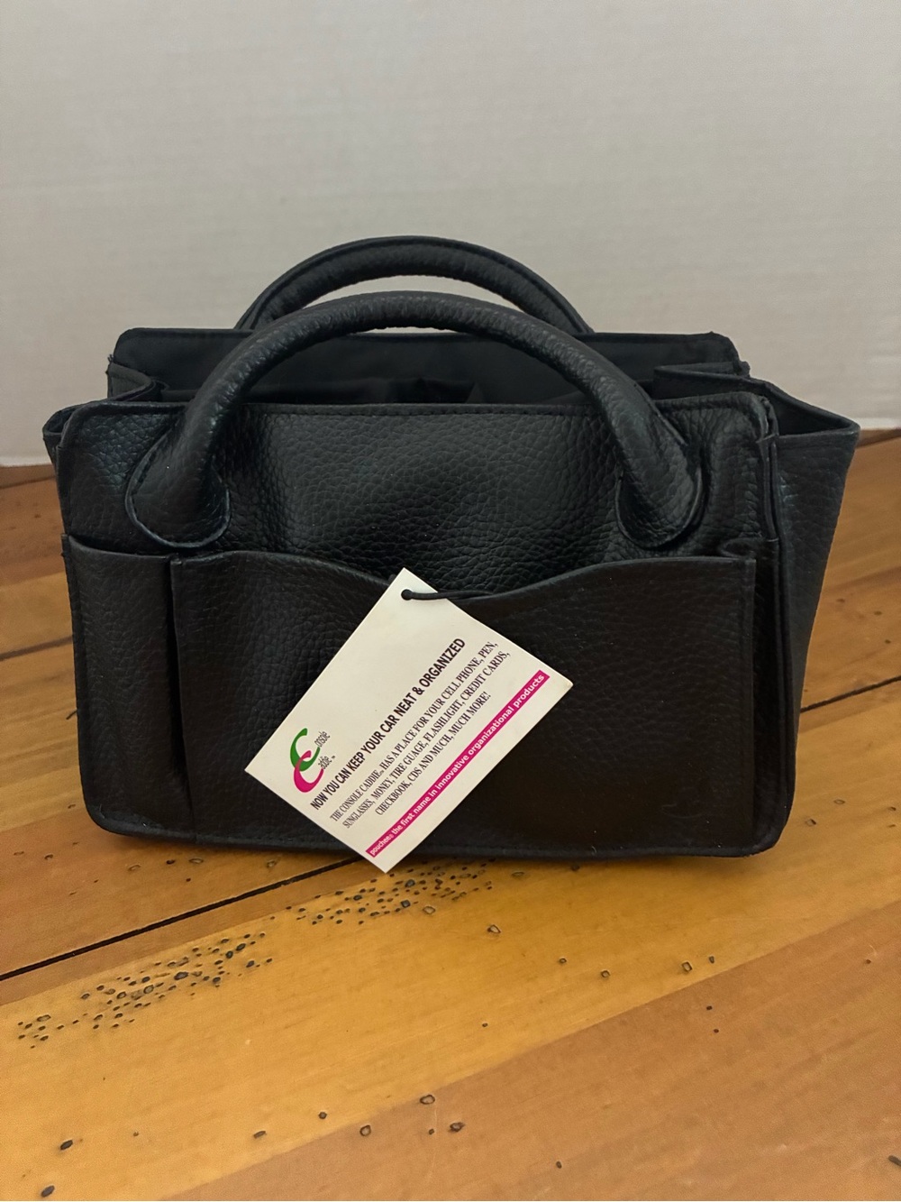 Classic Black Console Caddie  Leatherette Top-Handle Tote - Unbranded